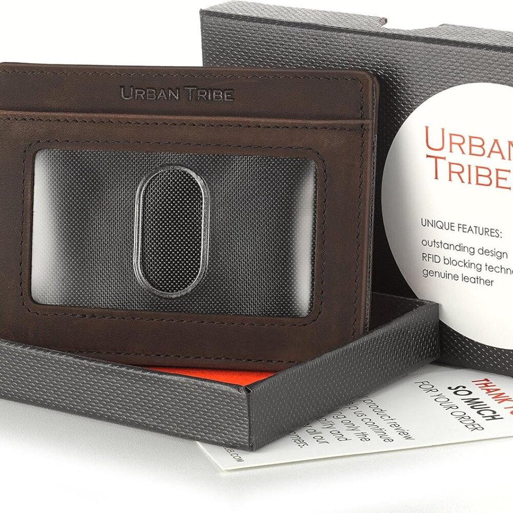 Stylish RFID Sleeve Wallet - Premium Texas Brown Leather Money Clip for 10 Cards - Picture 6 of 6